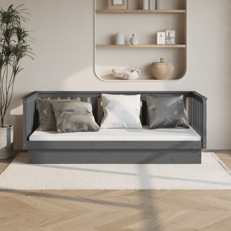 Jinlefu - Furniture Limited - Lit de jour sans matelas gris 90x200 cm bois