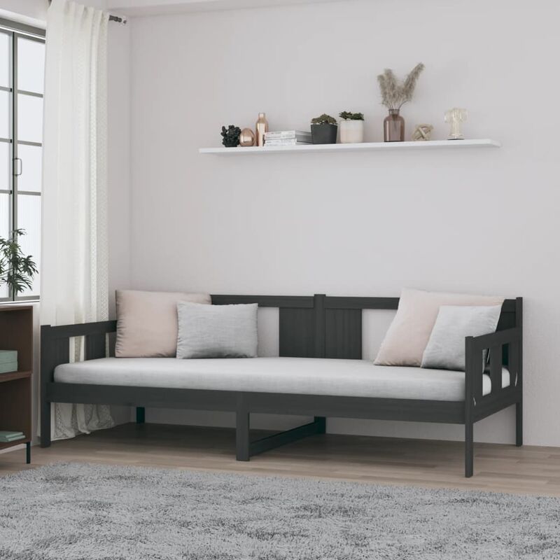 Furniture Limited - Lit de jour sans matelas gris bois de pin