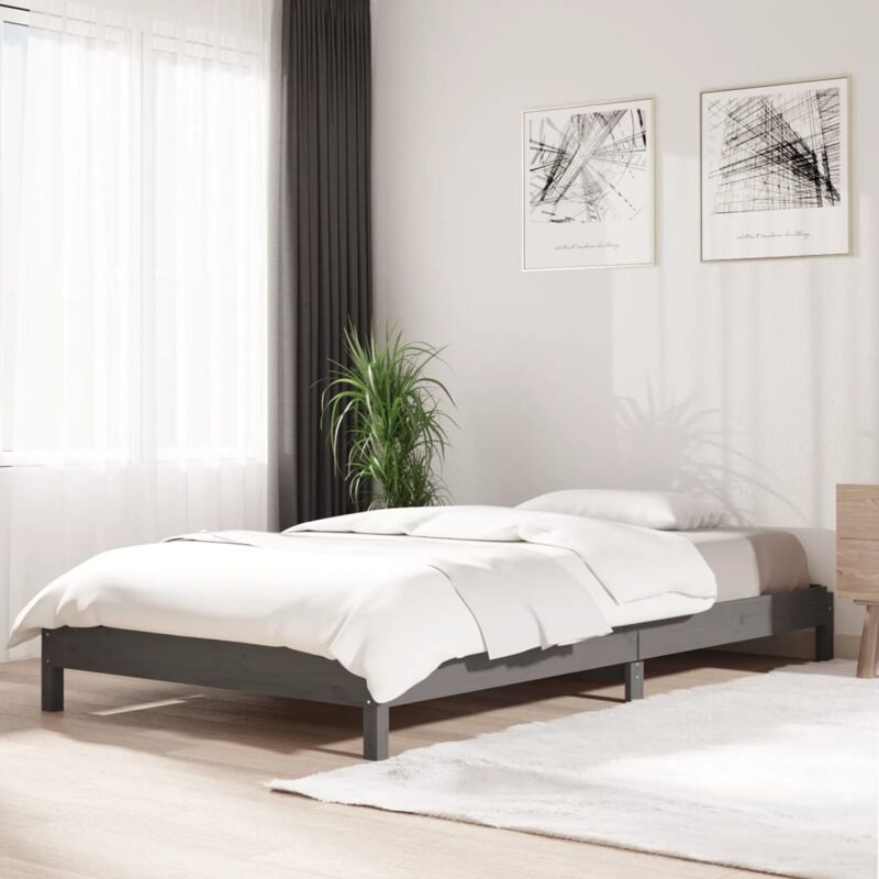 Jinlefu - Furniture Limited - Lit empilable sans matelas gris 75x190 cm
