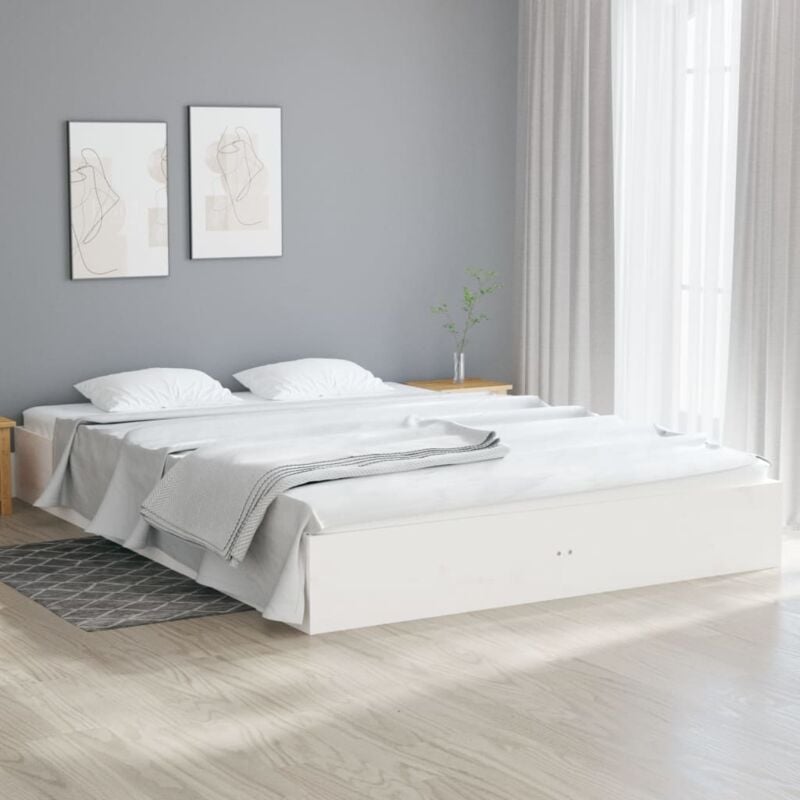 Vidaxl - Cadre de lit sans matelas blanc bois massif 140x200 cm