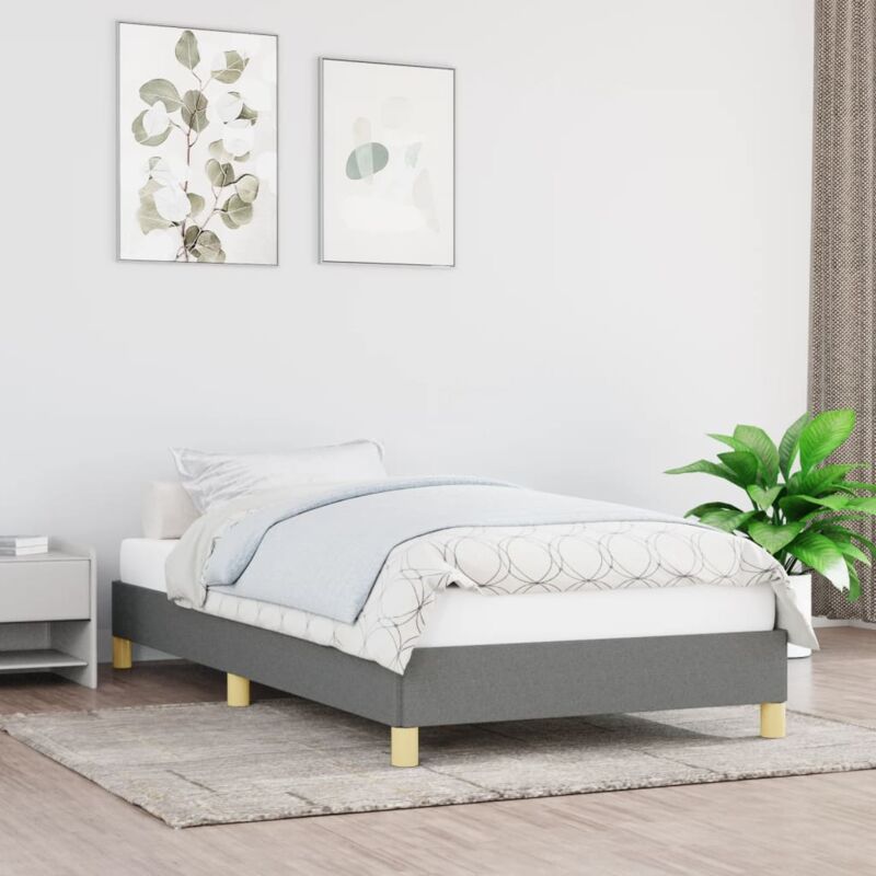Vidaxl - Cadre de lit sans matelas gris foncé 90x200 cm tissu