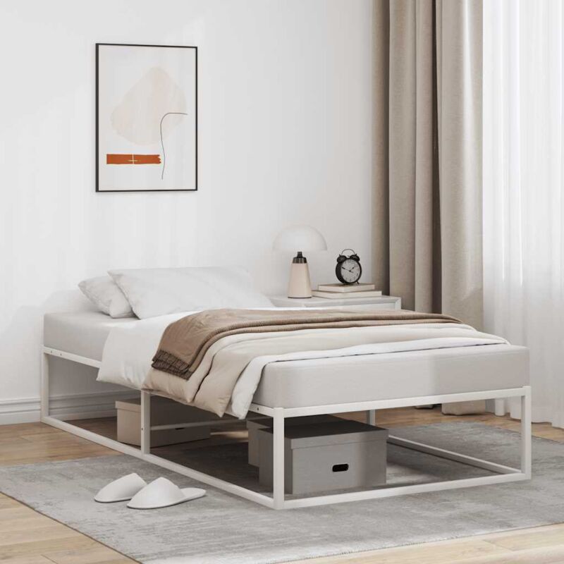 Cadre de lit sans matelas blanc 90x200 cm métal Vidaxl
