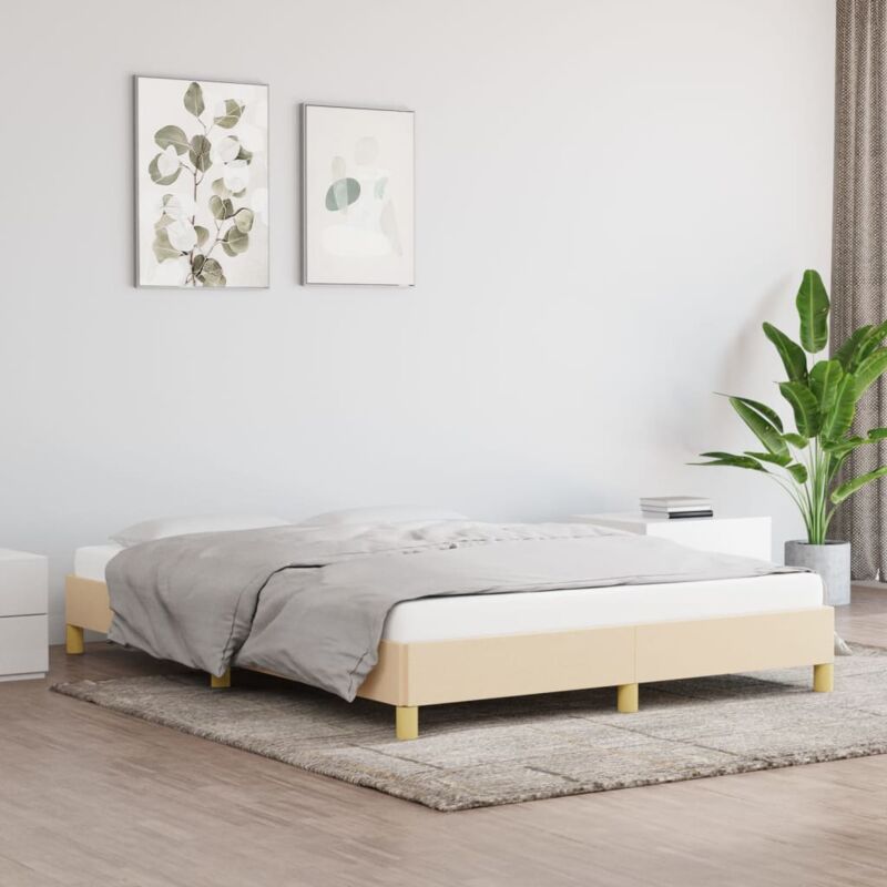 Cadre de lit sans matelas crème 140x200 cm tissu Vidaxl
