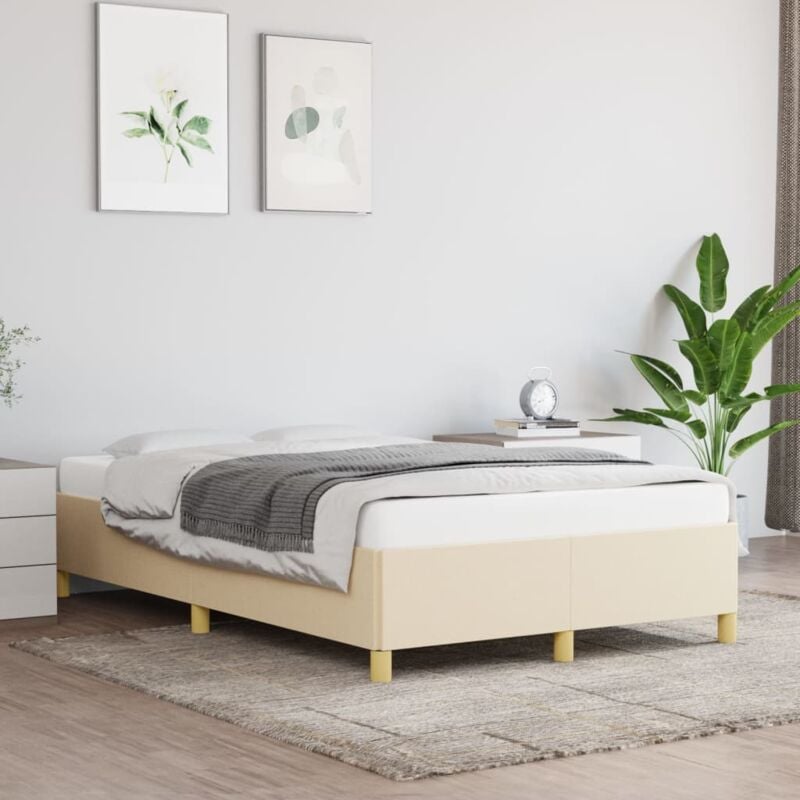Cadre de lit sans matelas crème 120x200 cm tissu Vidaxl