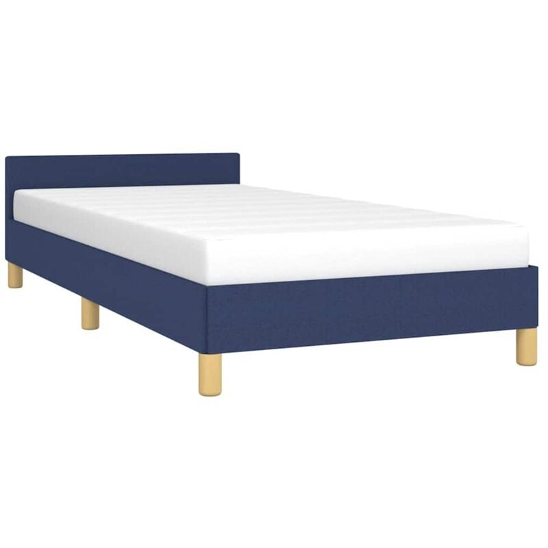 Cadre de lit avec tête de lit sans matelas bleu 100x200cm tissu Vidaxl