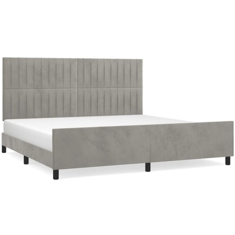 Jinlefu - vidaXL Cadre de lit avec tête de lit Gris clair 200x200 cm Velours