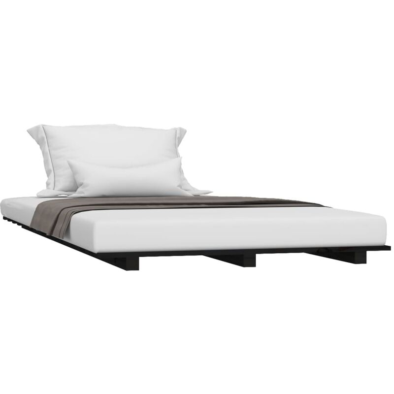 Vidaxl - Cadre de lit sans matelas noir 90x200 cm bois de pin massif