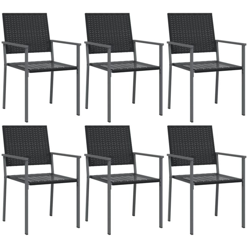 Vidaxl - Chaises de jardin lot de 6 noir 54x62,5x89 cm résine tressée