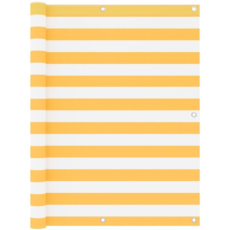 Inlife Écran de balcon Blanc et jaune Tissu Oxford 120x400 cm - Multicolore