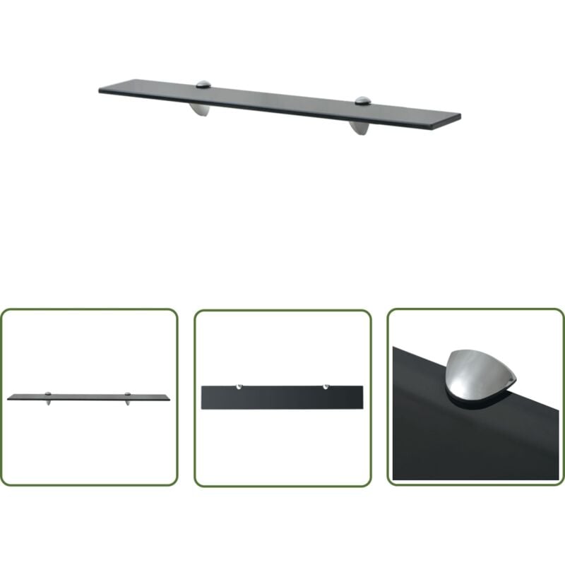 Jinlefu - The Living Store Étagère murale Verre 70 x 10 cm 8 mm - Etagere Murale - Étagère Design - Étagère Verre - Étagère Noir - Étagère Salle De