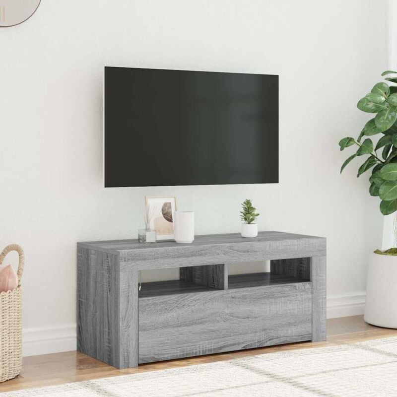 Meuble tv avec lumières led Sonoma gris 90x35x40 cm