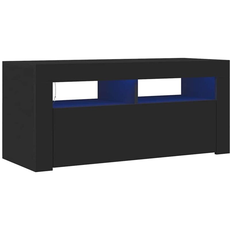 Jinlefu - Meuble tv avec lumières led noir 90x35x40 cm vidaXL