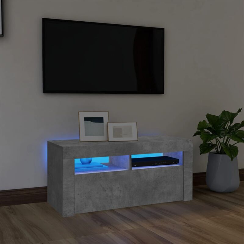 Meuble TV avec lumières LED gris béton 90x35x40 cm vidaXL