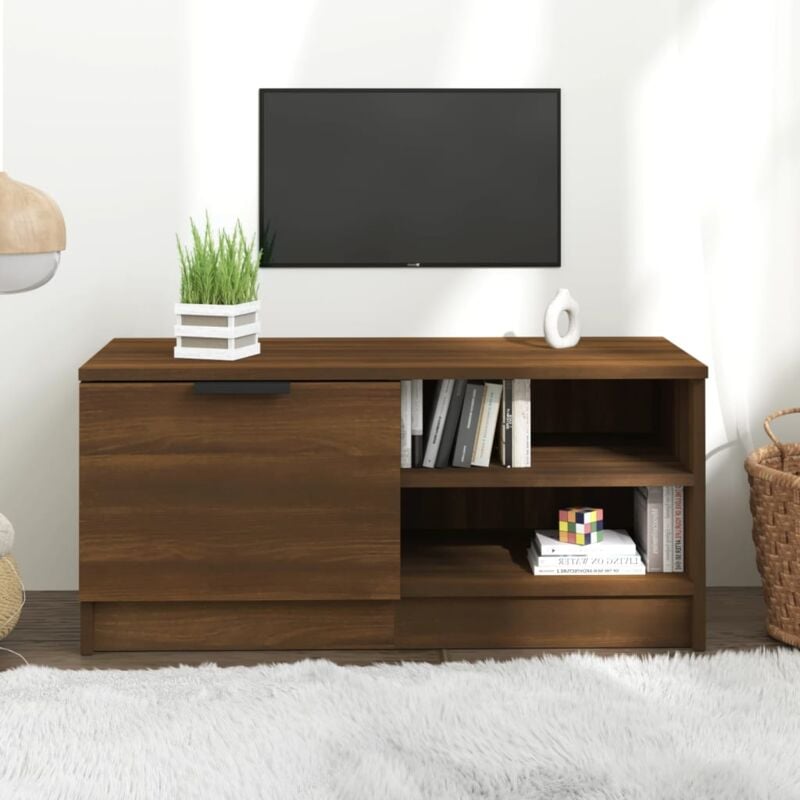 Jinlefu - Meuble tv Chêne marron 80x35x36,5 cm Bois d'ingénierie