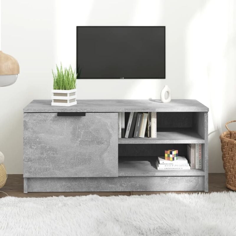 Meuble TV Gris béton 80x35x36,5 cm Bois d'ingénierie vidaXL