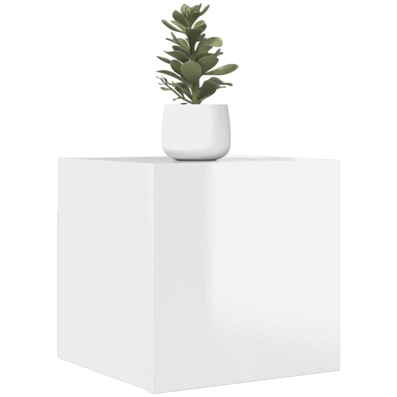 Jinlefu - Meuble tv mural Blanc brillant 30,5x30x30 cm