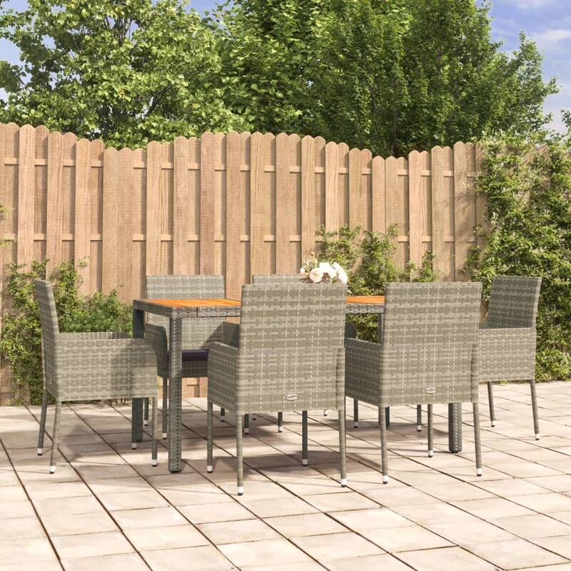 Furniture Limited - Ensemble à manger jardin et coussins 7 pcs