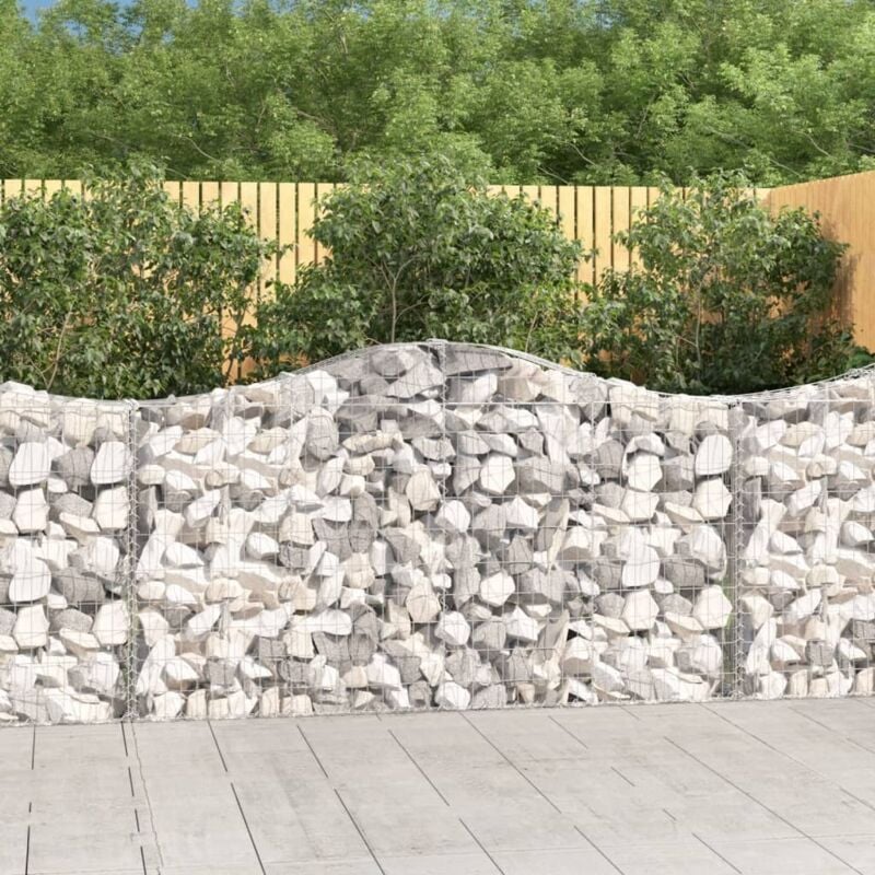 Jinlefu - Paniers à gabions arqués 3 pcs 200x30x100/120 cm Fer galvanisé