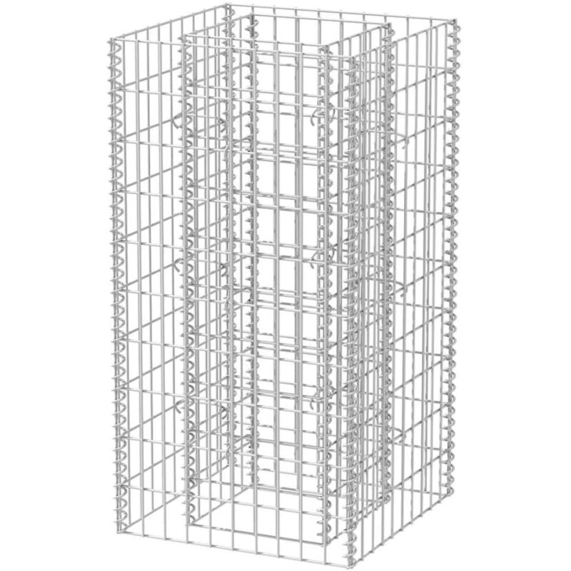 Jardinière, Pot de Fleurs d'extérieur, Lit surélevé à gabion Acier 50x50x100 cm OIB1160E - Argent