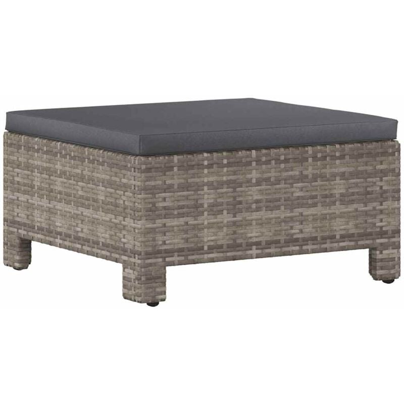 Repose-pied de jardin avec coussin Gris Résine tressée