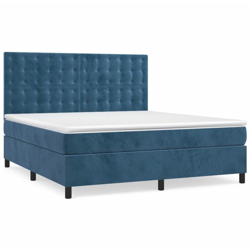 Sommier à lattes de lit matelas et LED Bleu foncé 180x200 cm vidaXL