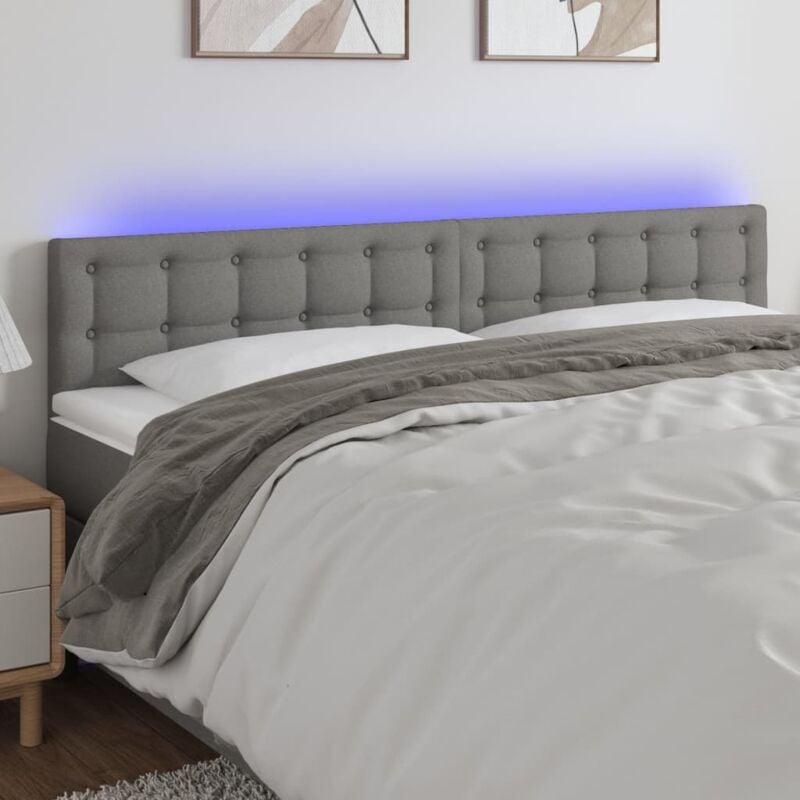 Tête de lit à led Gris foncé 180x5x78/88 cm Tissu vidaXL