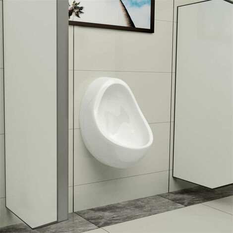 Jinlefu – Urinoir suspendu céramique blanc – Valve de chasse d'eau – Dimensions 36 x 32 x 48 cm – Drain profond pour éclaboussures réduites