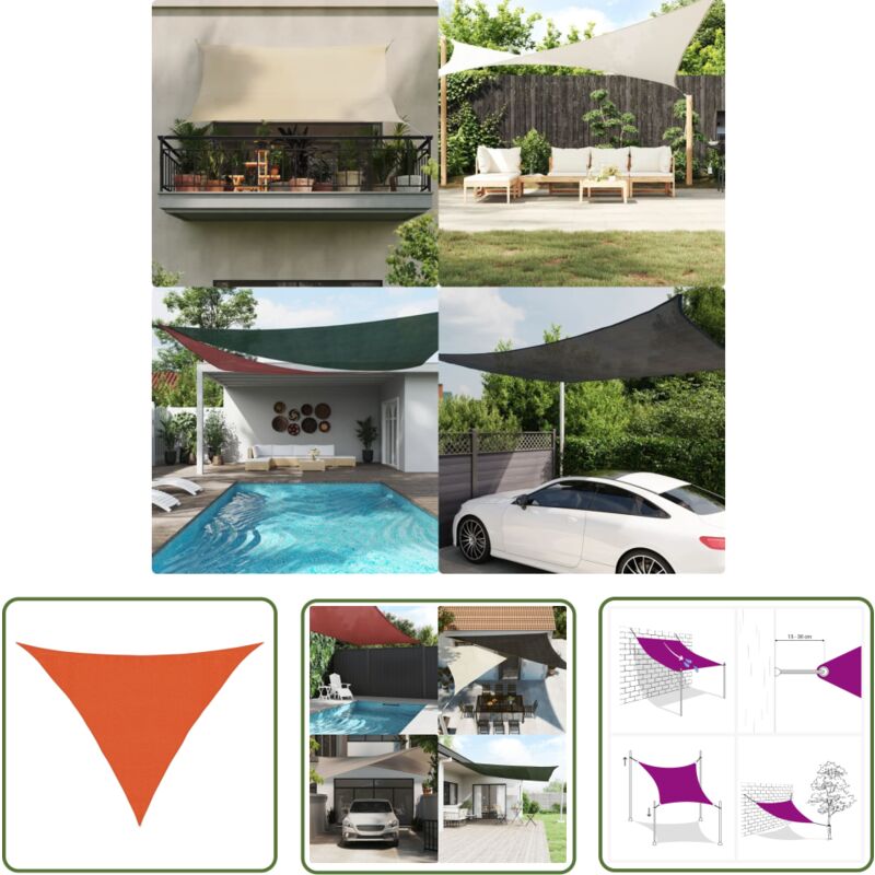 The Living Store Voile d'ombrage 160 g/m² Orange 3,5x3,5x4,9 m PEHD - Parasol - Voile D'ombrage - Parasol Triangle - Parasol Extérieur - Parasol