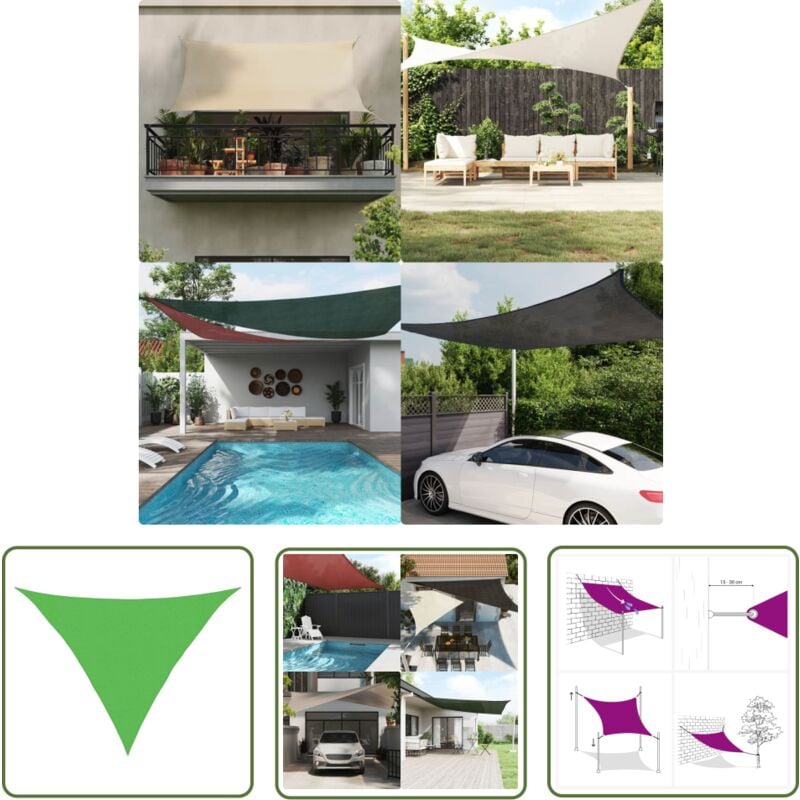 The Living Store Voile d'ombrage 160 g/m² Vert clair 3x3x4,2 m pehd - Parasol - Voile D'ombrage - Parasol Vert - Parasol Extérieur - Parasol Jardin