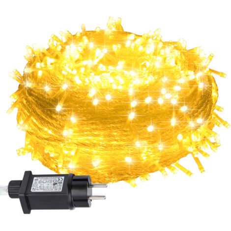 Jiubiaz 100 m di luci LED natalizie 500 LED IP44 impermeabili Illuminazione esterna Giardino Decorazioni interne per feste Natale Matrimonio Bianco caldo