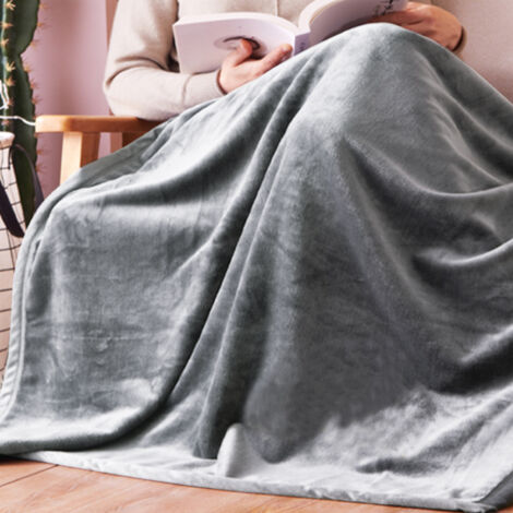 Jiubiaz 2× Coperta di flanella 220x240cm grigio scuro ultra morbida coperta da salotto coperta da camera coperta plaid morbida per divano e letto morbido