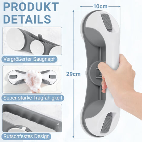 Jiubiaz 2 Stück Saugnapf-Duschgriff, Wand-Haltegriff mit Saugnapf für Badezimmer/WC, Badezimmer-Sicherheitsgriff, Saugnapf-Griff für Kinder und Senioren/28 cm