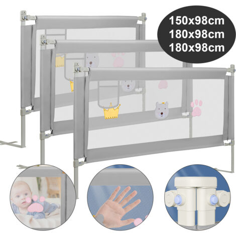 Jiubiaz 3X Barrière de Sécurité Enfant Lit, Barrière de Lit Enfant Bébé 150+180+180CM protection contre les chutes