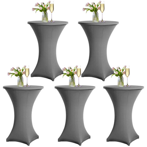 Jiubiaz 5× Funda elástica para mesa alta Gris Funda elástica para mesa de bar, ø 60-65× 110 cm