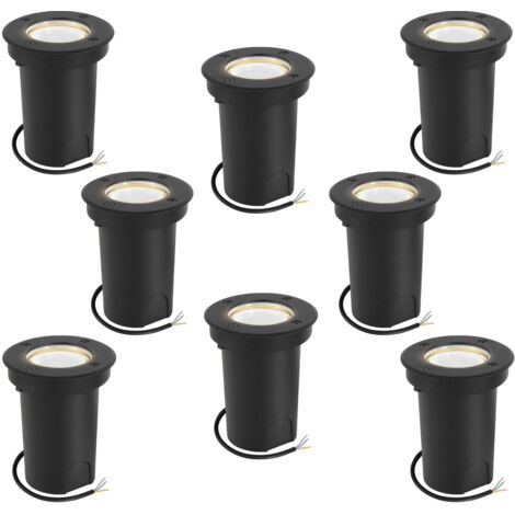 Jiubiaz 8x 3W Luces subterráneas Orientable IP65 lámpara LED Blanco neutro - Carcasa negra, iluminación exterior