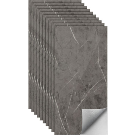 Jiubiaz Adesivi per piastrelle, carta da parati autoadesiva in vinile impermeabile, resistente all'olio, 30 cm x 60 cm Grigio 1,8 m²