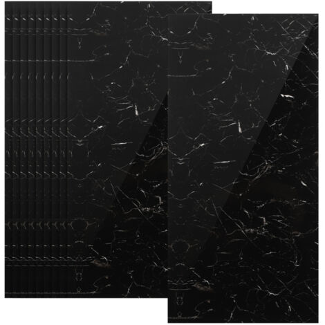 Jiubiaz Adesivi per piastrelle, carta da parati autoadesiva in vinile impermeabile, resistente all'olio, 30 cm x 60 cm Nero 1,8 m²