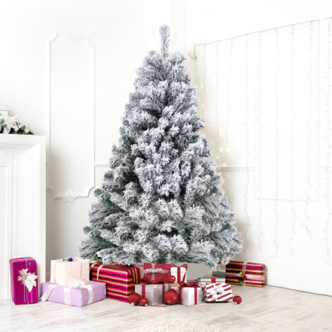Jiubiaz Albero di Natale artificiale 150 cm verde fitto 550 rami con neve bianca fitta