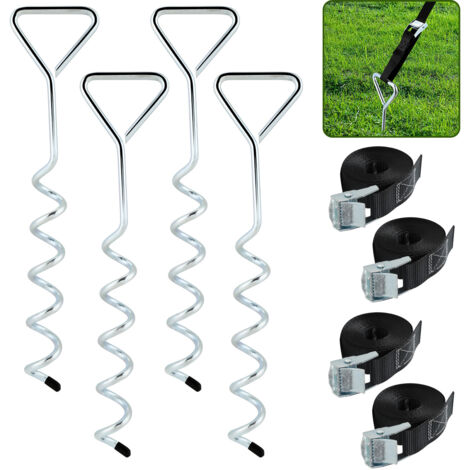 Jiubiaz Ancoraggi a spirale Cinghie di serraggio Kit di ancoraggio di resistenza Fissaggi in acciaio inox per trampolino Safety,set da 4