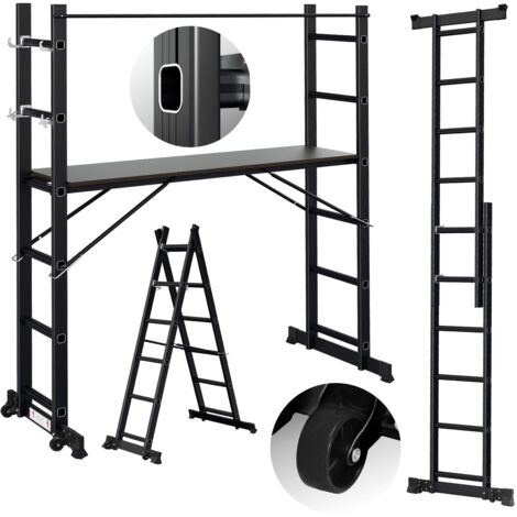 Jiubiaz Andamio de plataforma multifuncional 4 en 1 Capacidad de carga hasta 150 kg，negro