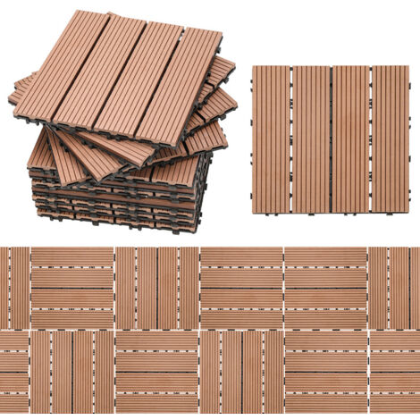 Jiubiaz Baldosas de patio, baldosas de madera entrelazadas, baldosas de suelo de 30 x 30 cm para jardín y patio, 55 piezas