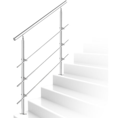 Jiubiaz Barandillas y parapetos de exterior en acero inoxidable 150 cm 3 travesaños, seguridad fiable, para entradas y terrazas