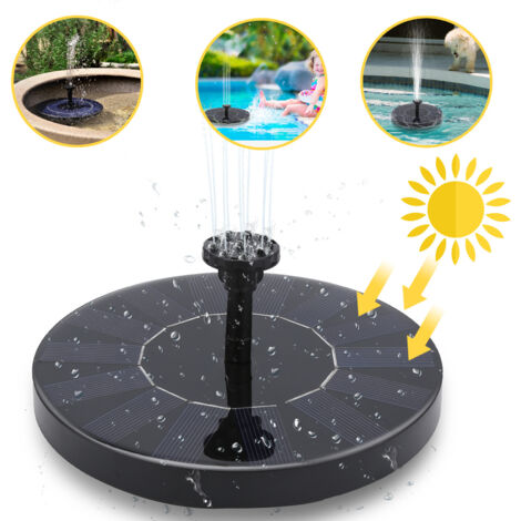 Jiubiaz Bomba solar para fuente exterior 1,5 W Solar Caudal 190 l/h 6 boquillas 16 cm Bomba solar para estanques / piscinas / decoración