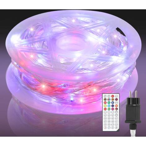 Jiubiaz Cadena de luces LED de 30 m, 300 LED, cable de cobre, iluminación transparente, luces de colores, luces LED con enchufe, 10 modos, decoración exterior e interior, resistente al agua para jardí