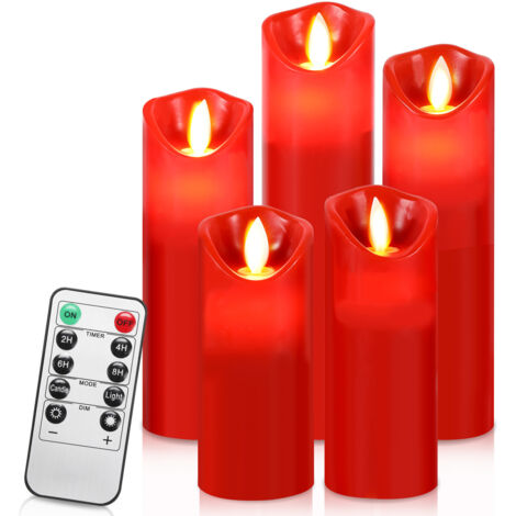 Jiubiaz Candele a LED Set di 10 candele decorative Candela senza fiamma con telecomando a 10 tasti Fiamma LED lampeggiante rossa