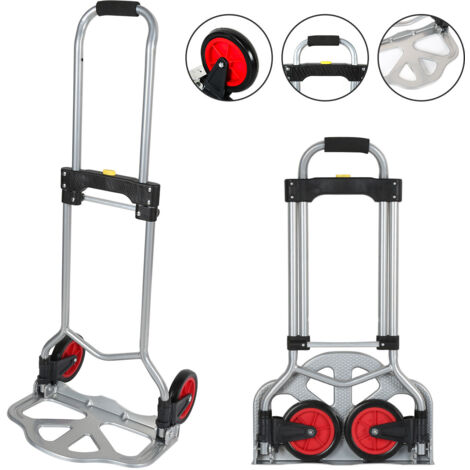 Jiubiaz Carrello a mano pieghevole 60 KG in acciaio, Carrelli a mano, Carrelli a mano portatili Altezza regolabile (67-95cm)