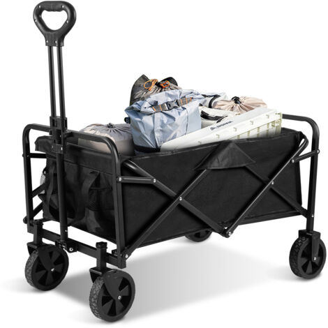 Jiubiaz Carrello da trasporto pieghevole Carrello da giardino pieghevole – carico 80 kg – per il trasporto di merci, attrezzi, fuoristrada, spiaggia