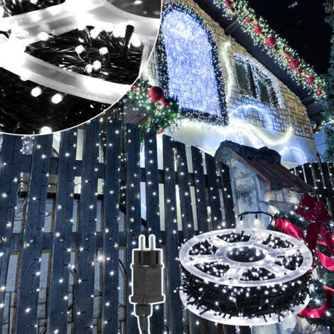 Jiubiaz Catena luminosa LED 200m 1000LED con 8 modalità catena esterna per interno Natale matrimonio festa giardino decorazione bianco freddo