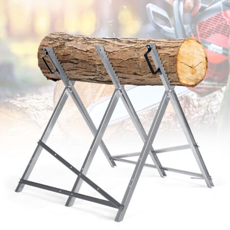 Jiubiaz Cavalletto da sega con 3 supporti e denti, carico massimo 150 kg, 79,5x82x80 cm, argentato