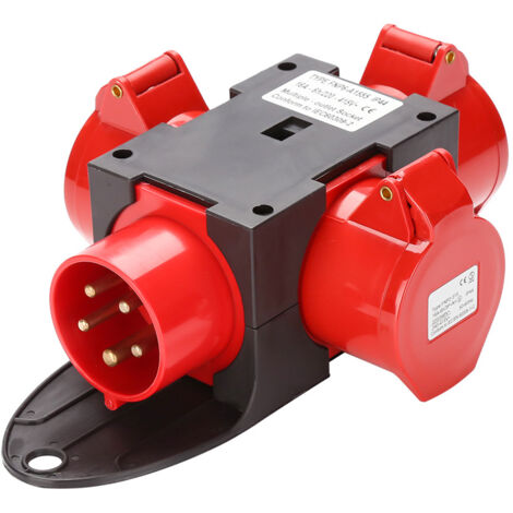 Jiubiaz Distributore di corrente per cantiere Distributore di corrente CEE IP44 per cantiere 3 x CEE 400V / 16A presa 5P